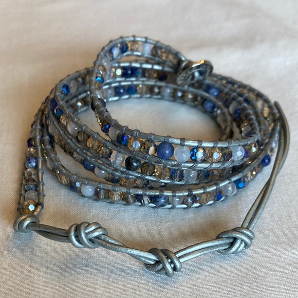Victoria Emerson Blue and Silver Beaded Wrap Bracelet - Picture 3 of 4